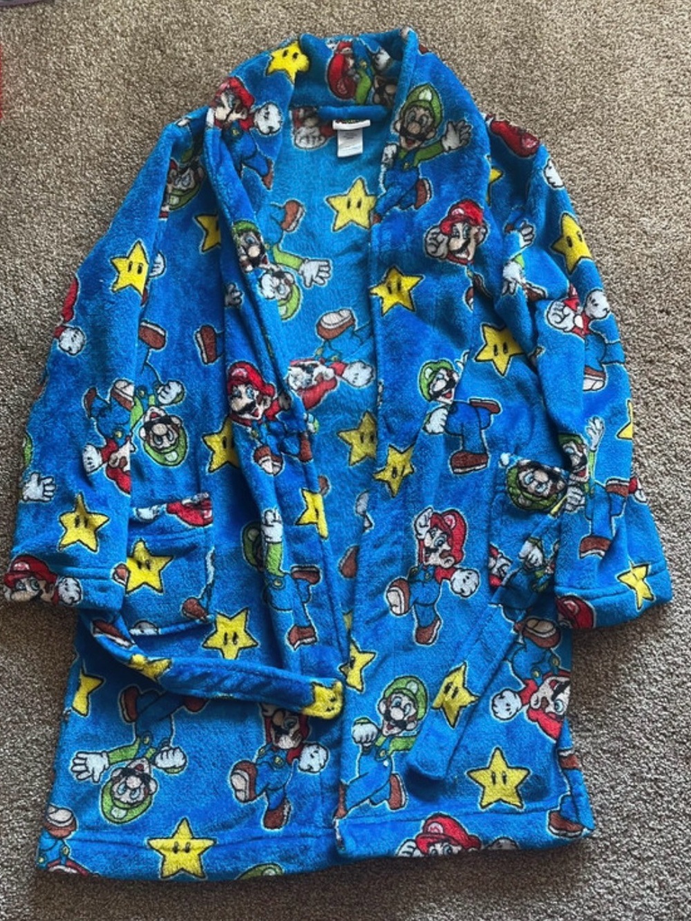 Blue Mario & Luigi Kids Fleece Robe